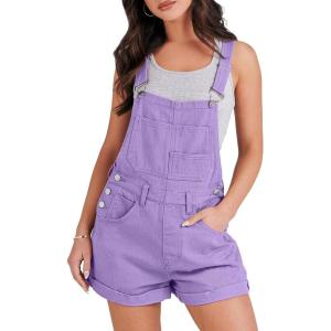 imageANRABESS Overalls for Women Denim Shorts Overalls 2026 Summer Casual Loose Fit Adjustable Rompers Jean jumpsuit Bib ShortallsPurple