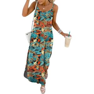 imageANRABESS Womens Summer Maxi Dress Casual Spaghetti Strap Sleeveless Sundress Beach Vacation Clothes Hawaiian Travel OutfitsOrange Teal Leaf