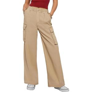 imageANRABESS Womens Wide Leg Scrub Cargo Pants High Waisted Lightweight Casual Relaxed Fit Pants 2026 Vacation Y2K StreetwearLight Khaki