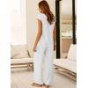 imageANRABESS 2 Piece Sets for Women Lounge Outfits Summer V Neck Cap Sleeve Top Wide Leg Pants Vacation Beach Travel SetWhite