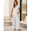 imageANRABESS 2 Piece Sets for Women Lounge Outfits Summer V Neck Cap Sleeve Top Wide Leg Pants Vacation Beach Travel SetWhite