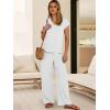 imageANRABESS 2 Piece Sets for Women Lounge Outfits Summer V Neck Cap Sleeve Top Wide Leg Pants Vacation Beach Travel SetWhite