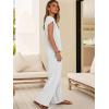 imageANRABESS 2 Piece Sets for Women Lounge Outfits Summer V Neck Cap Sleeve Top Wide Leg Pants Vacation Beach Travel SetWhite