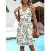 imageANRABESS Dresses for Women Beach Vacation Clothes V Neck Sleeveless Loose Flowy ALine Dress Summer Casual Short SundressWhite Colorful Leaf