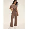 imageANRABESS Women 2 Piece Outfits 2026 Summer Lounge Sets Cap Sleeve Tie Waisted Top Wide Leg Pant Airport Vacation Travel SetsBrown