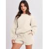 imageANRABESS Women 2 Piece Outfits Sweat Shorts Sets 2026 Oversized Casual Lounge Matching Set Sweatsuit Tracksuit Fall ClothesBeige
