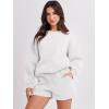 imageANRABESS Women 2 Piece Outfits Sweat Shorts Sets 2026 Oversized Casual Lounge Matching Set Sweatsuit Tracksuit Fall ClothesWhite