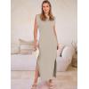 imageANRABESS Women Summer Casual Sleeveless Maxi Dress 2026 Crewneck Loose Split WrinkleFree Beach Travel Vacation Long SundressLight Khaki