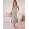 imageANRABESS Women Summer Casual Sleeveless Maxi Dress 2026 Crewneck Loose Split WrinkleFree Beach Travel Vacation Long SundressLight Khaki