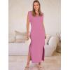 imageANRABESS Women Summer Casual Sleeveless Maxi Dress 2026 Crewneck Loose Split WrinkleFree Beach Travel Vacation Long SundressPink