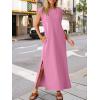 imageANRABESS Women Summer Casual Sleeveless Maxi Dress 2026 Crewneck Loose Split WrinkleFree Beach Travel Vacation Long SundressPink