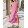 imageANRABESS Women Summer Casual Sleeveless Maxi Dress 2026 Crewneck Loose Split WrinkleFree Beach Travel Vacation Long SundressPink