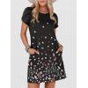 imageANRABESS Women Summer Dress Short Sleeve Crew Neck Boho Floral TShirt Sundress Beach Vacation Swimsuit Coverup with PocketsFloral Black