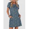 imageANRABESS Women Summer Dress Short Sleeve Crew Neck Boho Floral TShirt Sundress Beach Vacation Swimsuit Coverup with PocketsFloral Blue White