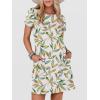 imageANRABESS Women Summer Dress Short Sleeve Crew Neck Boho Floral TShirt Sundress Beach Vacation Swimsuit Coverup with PocketsFloral Leaves