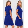 imageANRABESS Women Summer Dress Short Sleeve Crew Neck Boho Floral TShirt Sundress Beach Vacation Swimsuit Coverup with PocketsRoyal Blue