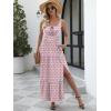 imageANRABESS Women Summer Maxi Sundress Square Neck Sleeveless Boho Floral Printed Slit Wedding Guest Beach Vacation Party DressPink White