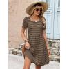 imageANRABESS Women Summer Square Neck Puff Short Sleeve Mini Dress 2026 Casual Flowy Sundress Beach Vacation Clothes with PocketsBrown Black Striped