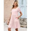 imageANRABESS Women Summer Square Neck Puff Short Sleeve Mini Dress 2026 Casual Flowy Sundress Beach Vacation Clothes with PocketsPink Striped
