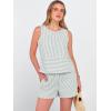 imageANRABESS Womens 2 Piece Outfits Striped Summer Casual Sleeveless Tank Top Matching Shorts Lounge Sets Pajamas Beach ClothesGreen White Stripe
