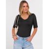 imageANRABESS Womens Half Sleeve Tops V Neck Ribbed Knit Slim Fit Basic T Shirts 2026 Summer Casual Tees Spring Trendy ClothesBlack