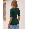 imageANRABESS Womens Half Sleeve Tops V Neck Ribbed Knit Slim Fit Basic T Shirts 2026 Summer Casual Tees Spring Trendy ClothesDeep Green