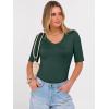 imageANRABESS Womens Half Sleeve Tops V Neck Ribbed Knit Slim Fit Basic T Shirts 2026 Summer Casual Tees Spring Trendy ClothesDeep Green