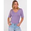 imageANRABESS Womens Half Sleeve Tops V Neck Ribbed Knit Slim Fit Basic T Shirts 2026 Summer Casual Tees Spring Trendy ClothesLight Purple