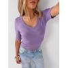 imageANRABESS Womens Half Sleeve Tops V Neck Ribbed Knit Slim Fit Basic T Shirts 2026 Summer Casual Tees Spring Trendy ClothesLight Purple