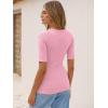 imageANRABESS Womens Half Sleeve Tops V Neck Ribbed Knit Slim Fit Basic T Shirts 2026 Summer Casual Tees Spring Trendy ClothesPink