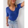 imageANRABESS Womens Half Sleeve Tops V Neck Ribbed Knit Slim Fit Basic T Shirts 2026 Summer Casual Tees Spring Trendy ClothesRoyal Blue