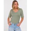 imageANRABESS Womens Half Sleeve Tops V Neck Ribbed Knit Slim Fit Basic T Shirts 2026 Summer Casual Tees Spring Trendy ClothesSage Green