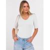 imageANRABESS Womens Half Sleeve Tops V Neck Ribbed Knit Slim Fit Basic T Shirts 2026 Summer Casual Tees Spring Trendy ClothesWhite