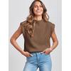 imageANRABESS Womens Mock Neck Sleeveless Sweater Vest Casual Cap Sleeve Knit Pullover Tank Tops 2026 Fall ClothesDeep Brown