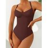 imageANRABESS Womens One Piece Swimsuit Slimming Color Block Bathing Suit Full Coverage Swimwear 2026 Beach Vacation ClothesBrown