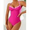 imageANRABESS Womens One Piece Swimsuit Slimming Color Block Bathing Suit Full Coverage Swimwear 2026 Beach Vacation ClothesHot Pink