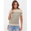imageANRABESS Womens Short Sleeve Sweaters Wool Blend Crew Neck Sweater Shirts Business Casual Work Tops 2026 Summer OutfitsBeige Black Stripe