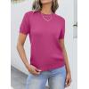 imageANRABESS Womens Short Sleeve Sweaters Wool Blend Crew Neck Sweater Shirts Business Casual Work Tops 2026 Summer OutfitsHot Pink