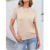 imageANRABESS Womens Short Sleeve Sweaters Wool Blend Crew Neck Sweater Shirts Business Casual Work Tops 2026 Summer OutfitsParchment Beige