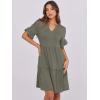 imageANRABESS Womens Summer 2026 Trendy Ruffle Short Sleeve V Neck A Line Tiered Flowy Loose Casual Mini Beach Dress with PocketsArmy Green