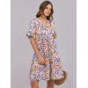 imageANRABESS Womens Summer 2026 Trendy Ruffle Short Sleeve V Neck A Line Tiered Flowy Loose Casual Mini Beach Dress with PocketsCrayon Multicolored Floral