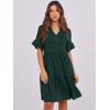 imageANRABESS Womens Summer 2026 Trendy Ruffle Short Sleeve V Neck A Line Tiered Flowy Loose Casual Mini Beach Dress with PocketsForest Green