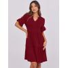 imageANRABESS Womens Summer 2026 Trendy Ruffle Short Sleeve V Neck A Line Tiered Flowy Loose Casual Mini Beach Dress with PocketsWine Red