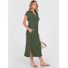 imageANRABESS Womens Summer Casual Maxi Dresses Short Sleeve Polo V Neck Loose Split WrinkleFree Beach Vacation Tshirt Long DressArmy Green