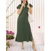 imageANRABESS Womens Summer Casual Maxi Dresses Short Sleeve Polo V Neck Loose Split WrinkleFree Beach Vacation Tshirt Long DressArmy Green