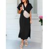 imageANRABESS Womens Summer Casual Maxi Dresses Short Sleeve Polo V Neck Loose Split WrinkleFree Beach Vacation Tshirt Long DressBlack
