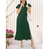 imageANRABESS Womens Summer Casual Maxi Dresses Short Sleeve Polo V Neck Loose Split WrinkleFree Beach Vacation Tshirt Long DressForest Green