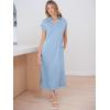 imageANRABESS Womens Summer Casual Maxi Dresses Short Sleeve Polo V Neck Loose Split WrinkleFree Beach Vacation Tshirt Long DressLight Blue