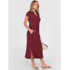 imageANRABESS Womens Summer Casual Maxi Dresses Short Sleeve Polo V Neck Loose Split WrinkleFree Beach Vacation Tshirt Long DressWine Red