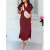imageANRABESS Womens Summer Casual Maxi Dresses Short Sleeve Polo V Neck Loose Split WrinkleFree Beach Vacation Tshirt Long DressWine Red